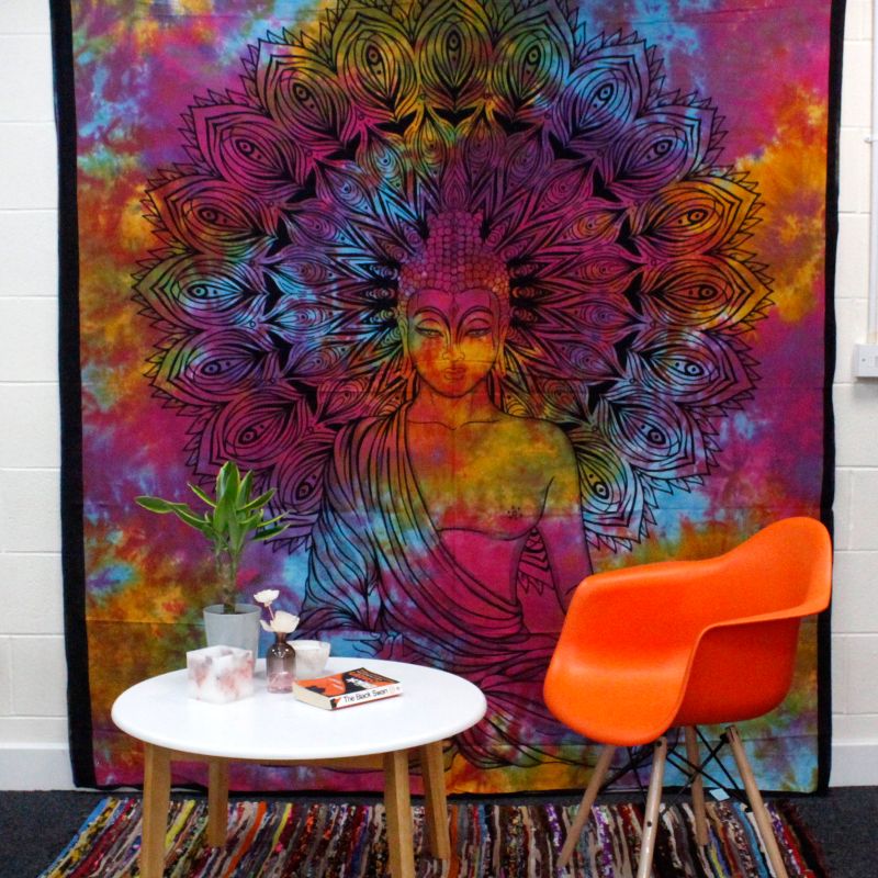 Dubbelt Bomullsöverkast + Väggdekoration - Fridfull Buddha