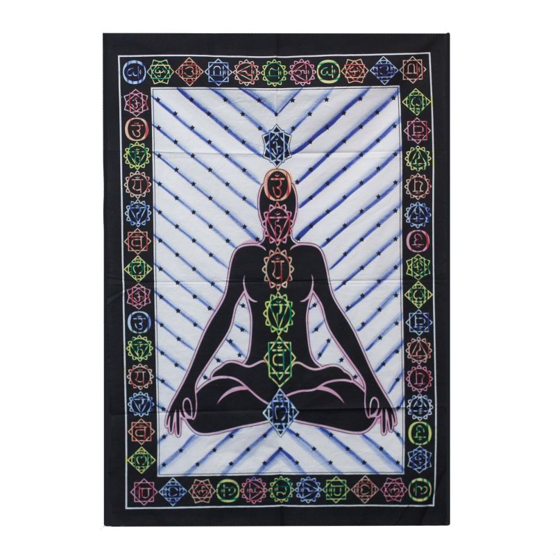 Handmålad Väggkonst i Bomull - Chakra Buddha