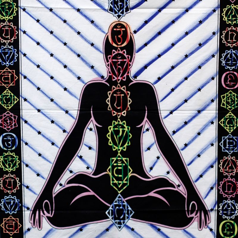 Handmålad Väggkonst i Bomull - Chakra Buddha