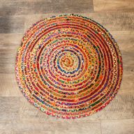 Rund Matta i Jute och Återvunnen Bomull -  90cm