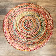 Rund Matta i Jute och Återvunnen Bomull - 120cm