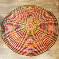 Rund Matta i Jute och Återvunnen Bomull - 150cm