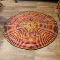 Rund Matta i Jute och Återvunnen Bomull - 150cm