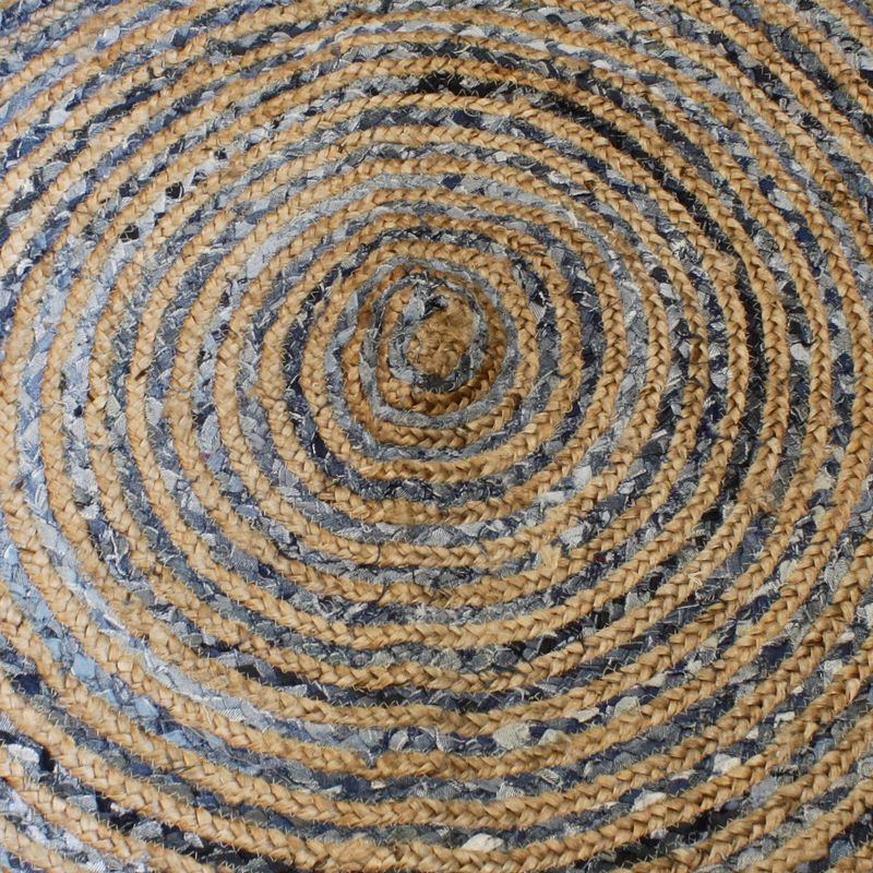 Rund Matta i Jute och Återvunnet Jeanstyg - 150cm