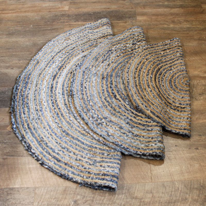 Rund Matta i Jute och Återvunnet Jeanstyg - 150cm