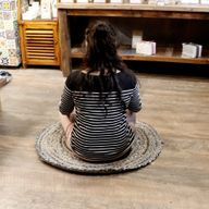 Rund Matta i Jute och Återvunnet Jeanstyg -  90cm