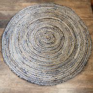 Rund Matta i Jute och Återvunnet Jeanstyg - 150cm