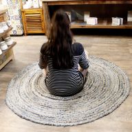 Rund Matta i Jute och Återvunnet Jeanstyg - 150cm
