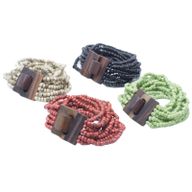 Armband med Flera Pärlor och Trälås - Diverse Färger