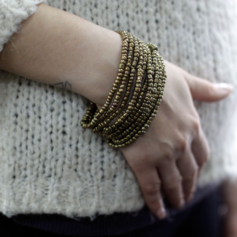 Armband med Flera Pärlor och Trälås - Diverse Guld/Silver