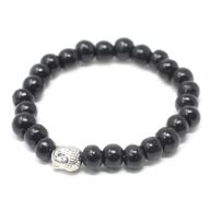 Armband med Pärlor av Mörkt Trä & Buddha
