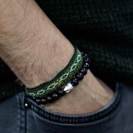 Armband med Pärlor av Mörkt Trä & Buddha