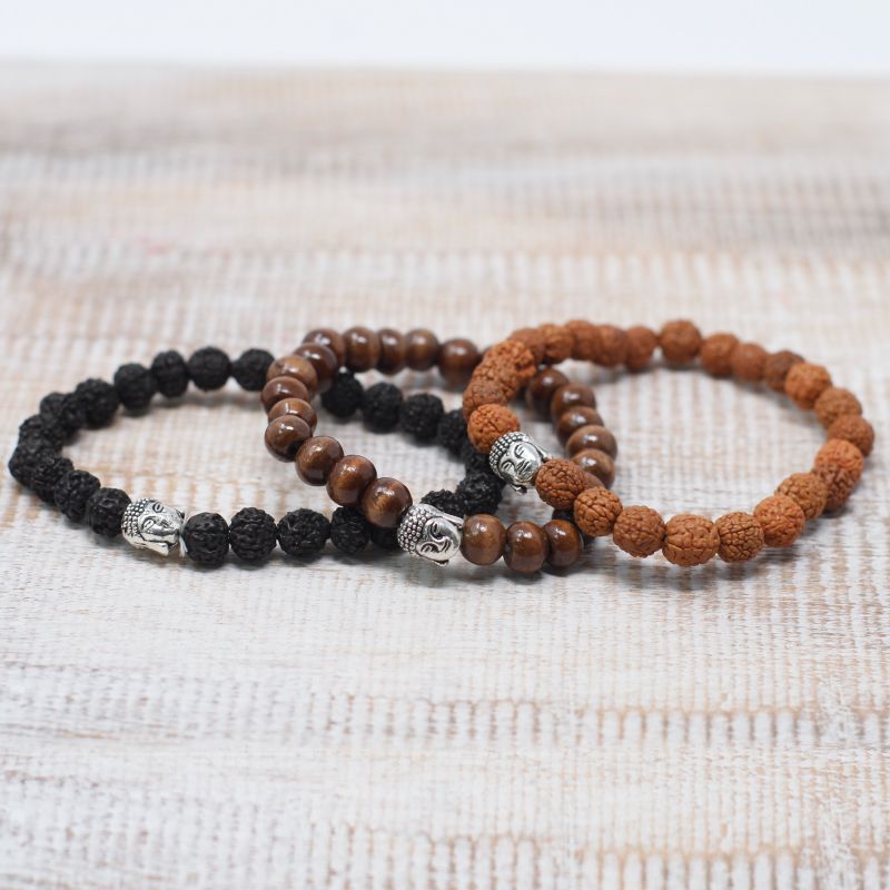 Armband med Bruna Pärlor & Buddha