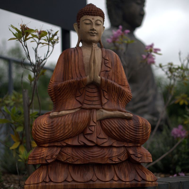 Handsnidad Buddhastaty - 80cm Bön