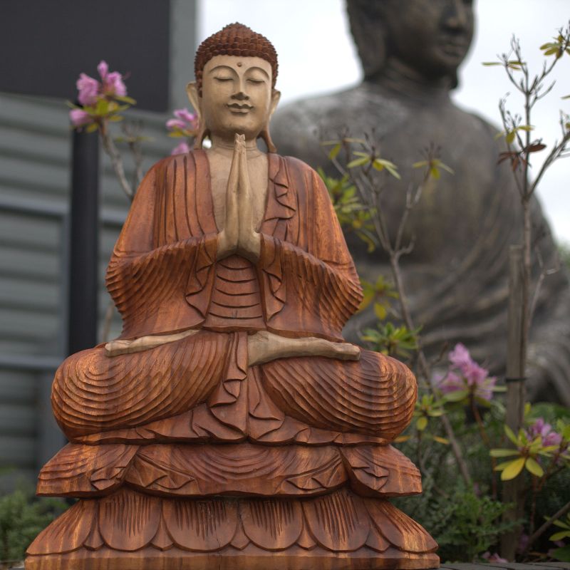 Handsnidad Buddhastaty - 80cm Bön