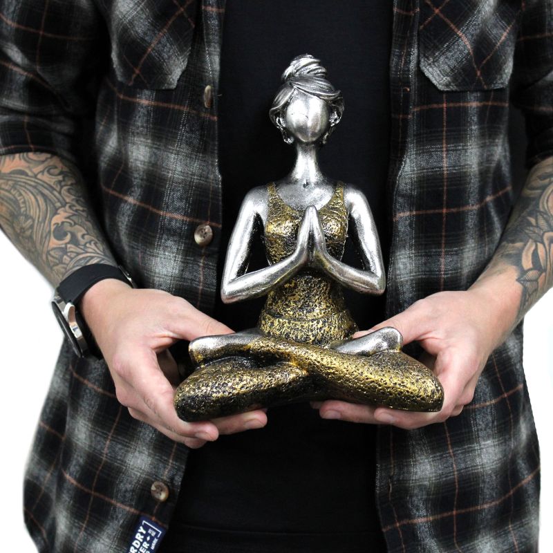 Yogadam Figur -  Silver & Guld 24cm