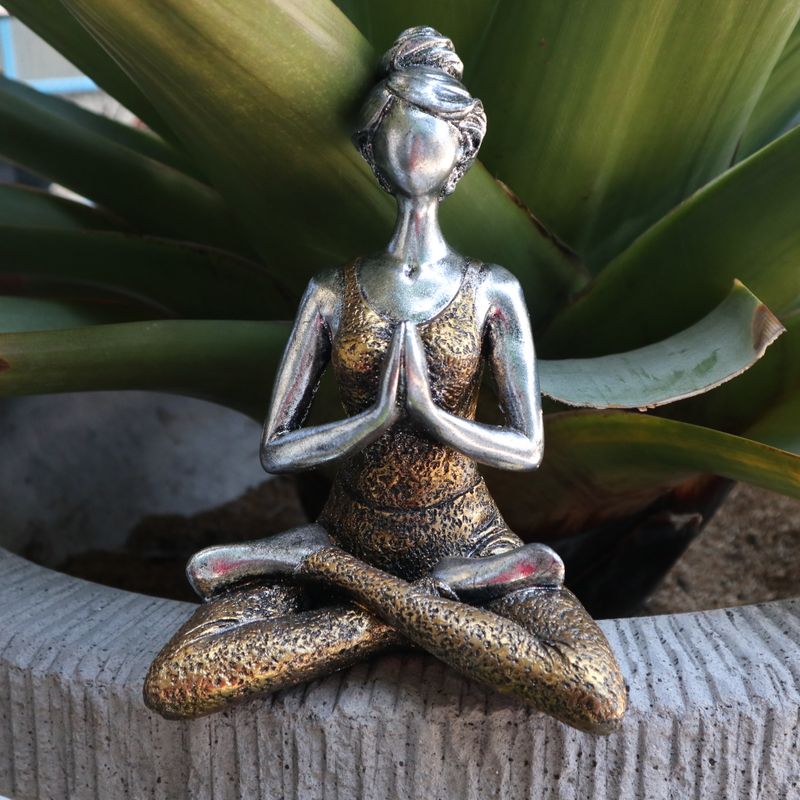 Yogadam Figur -  Silver & Guld 24cm