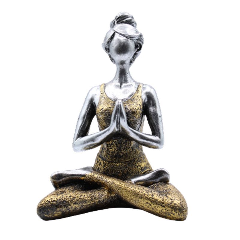 Yogadam Figur -  Silver & Guld 24cm