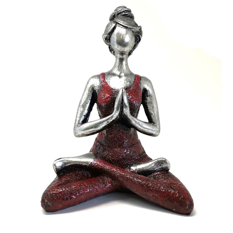 Yogadam Figur -  Silver & Vinröd 24cm