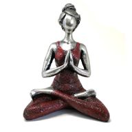 Yogadam Figur -  Silver & Vinröd 24cm