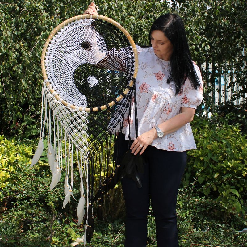 Bali Drömfångare - Extra Stor Yin Yang D: 50cm