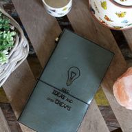 Handgjord Dagbok i Läder - Good Ideas and Other Dreams - Grå