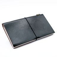 Handgjord Dagbok i Läder - Flower of Life - Grön