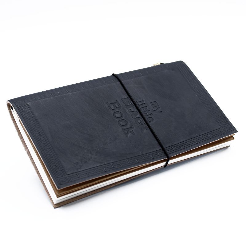 Handgjord Dagbok i Läder - My Little Black Book - Svart