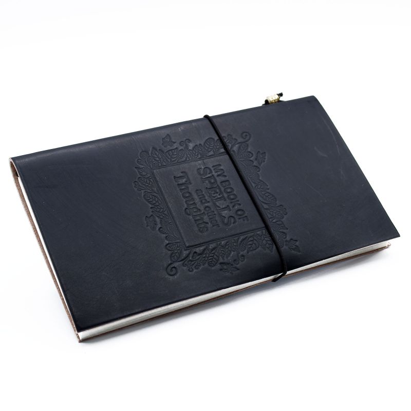 Handgjord Dagbok i Läder - My Book of Spells and other Thoughts - Svart