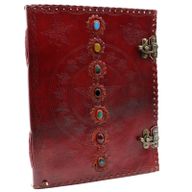 Stor Läderbunden Anteckningsbok - 7 Chakra (25x32.5 cm) - 200 Sidor