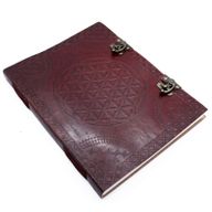 Stor Läderbunden Anteckningsbok - Livets Blomma (25x32.5 cm) - 200 Sidor