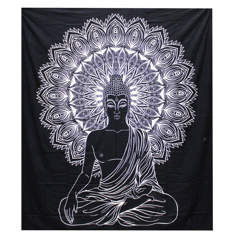 Dubbelt Sängöverkast i Bomull + Väggdekoration - Buddha