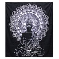 Dubbelt Sängöverkast i Bomull + Väggdekoration - Buddha