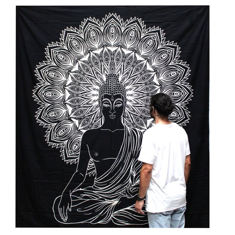 Dubbelt Sängöverkast i Bomull + Väggdekoration - Buddha