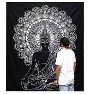 Dubbelt Sängöverkast i Bomull + Väggdekoration - Buddha