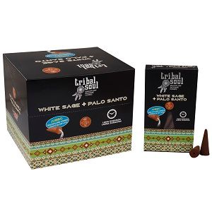 Tribal Soul Tillbakaflöde Rökelsekoner - Vit Salvia + Palo Santo