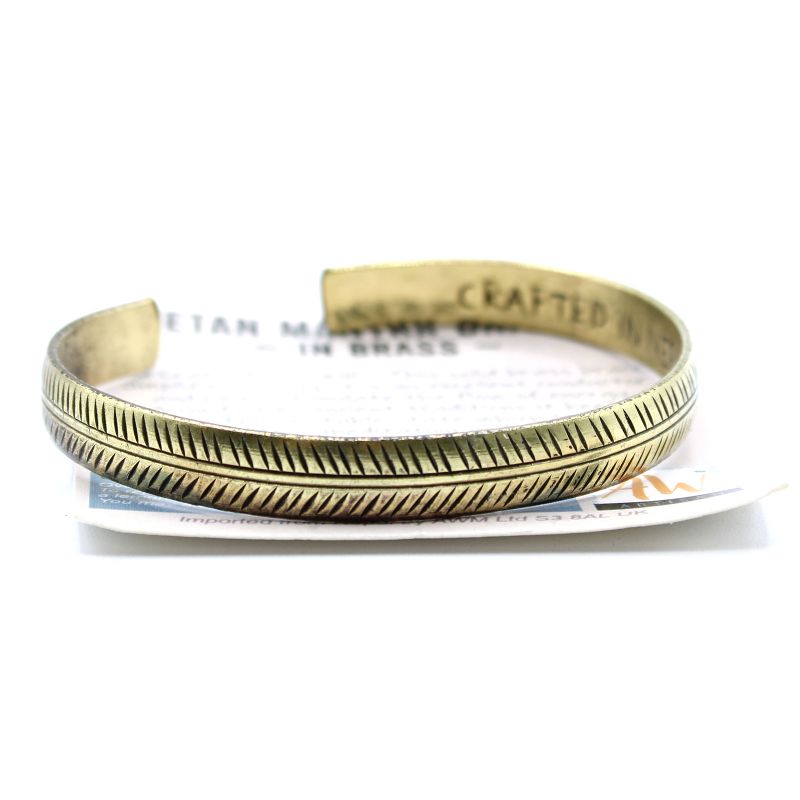 Tibetanskt Armband av Mässing - Smalt Stamblad
