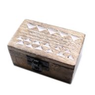 Vittvättad Trälåda - Aztekisk Design - Liten
