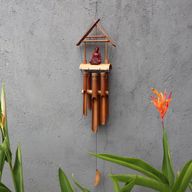 Vindspel av Bambu - Naturlig - Brun Buddha 6 Rör