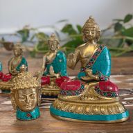 Buddhafigur i Mässing - Medelstort Huvud - 8 cm