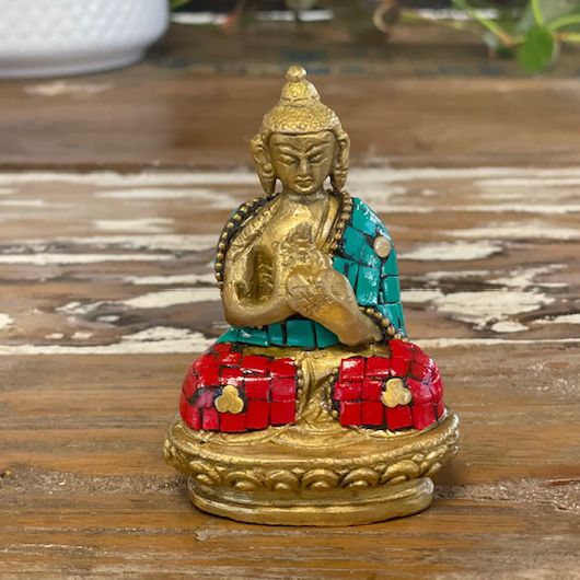 Buddhafigur i Mässing - Händerna Uppe - 7.5 cm