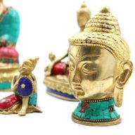 Buddhafigur i Mässing - Medelstort Huvud - 8 cm