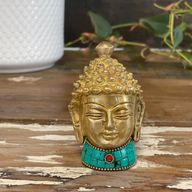 Buddhafigur i Mässing - Medelstort Huvud - 8 cm