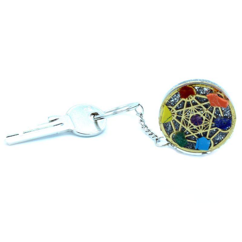 Nyckelring av Orgonit - Rund Sju Chakra