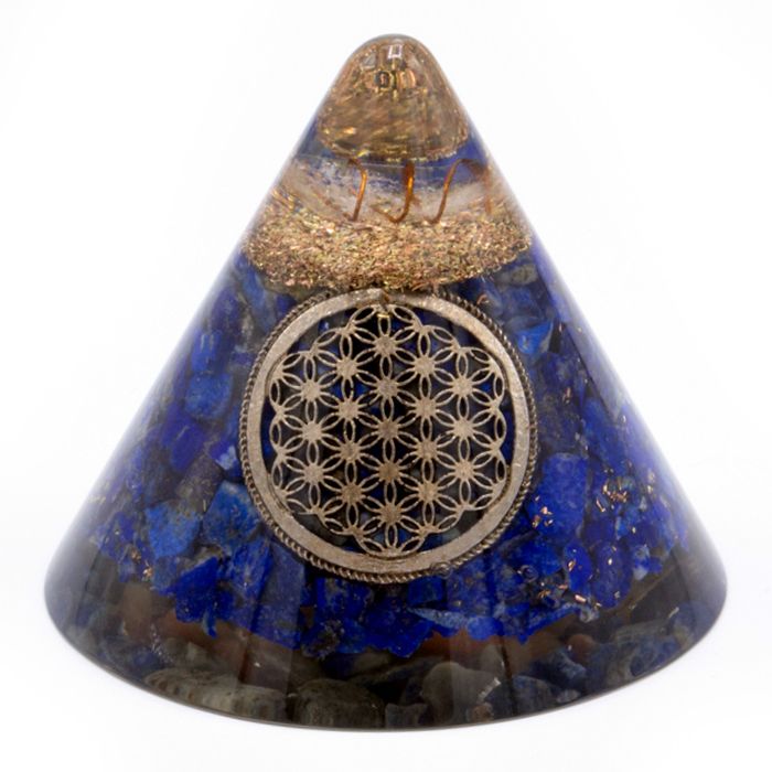 Kon av Orgonit 90mm - Lapis, Kvarts, Livets Blomma