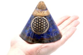 Kon av Orgonit 90mm - Lapis, Kvarts, Livets Blomma