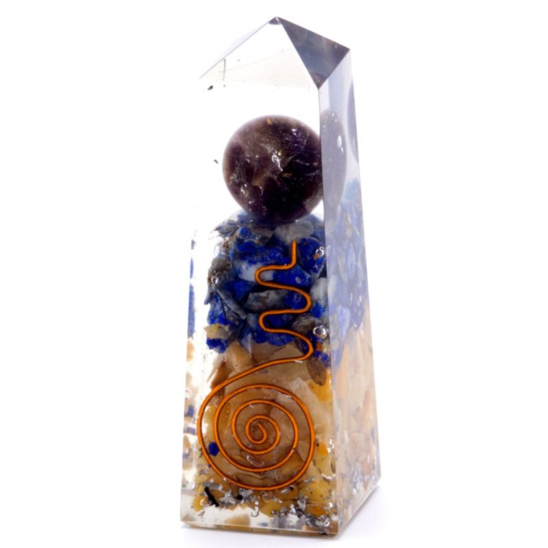 Orgonit Obelisk 90x25mm - Koppar, Lapis och Gul Aventurin
