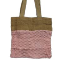 Nätväska av Mjuk Jute och Bomull - Rosa