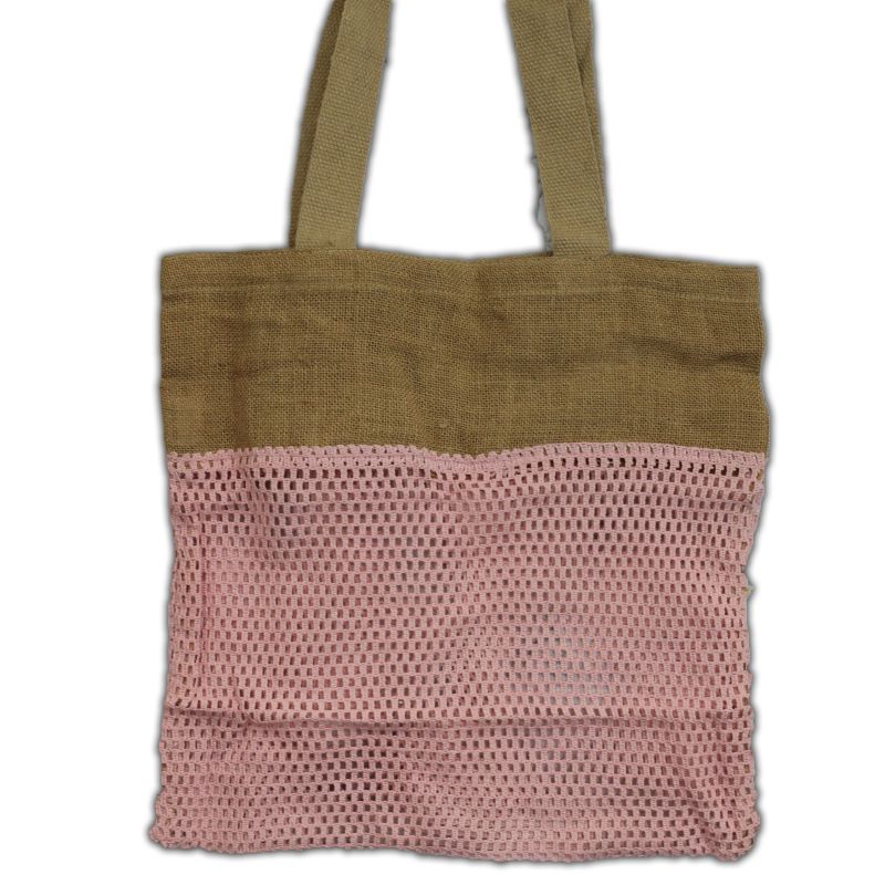 Nätväska av Mjuk Jute och Bomull - Rosa