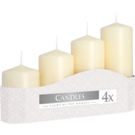 Set med 4 Pelarljus  50mm (11/16/22/33H) - Elfenben